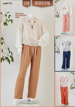 Şifon Kollu Bluz Pantolon