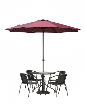 Central Pole Beach Umbrella – 2.7m German Woven Fabric, Rotating Lift – OEM Wholesale