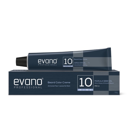 EVANO Professional Beard Color For Men Natural Black 50g | Non Drip | Stain Free| Long Lasting | 100% Grey Coverage in 10 Minute with Moroccan Argan Oil, Ammonia Free Beard Colour