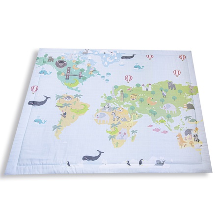 100 x 120 CM Learning With Animals Muslin 100% Organic Cotton Play Rug