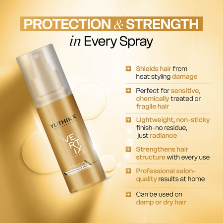 Yuthika Professional Vertix Hydrolyzed Keratin Anti Breakage Spray (100ml), | Heat Protection Spray | Extra Shine Hair Spray Mist For Women & Men | Ideal For Styling, Curling & Straightening