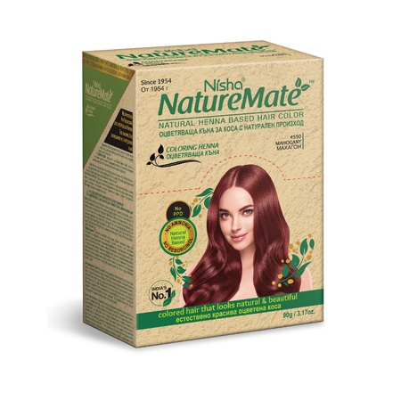 Nisha Naturemate Natural Henna Based Hair Color 90g - Mahogany | Ammonia-Free, PPD & Resorcinol Free | 100% Grey Coverage Hair Colour