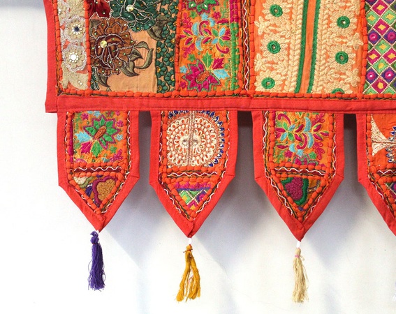 Индийская дверная вешалка Toran - Банджара племенная дверная подвеска или оконная вешалка | этнический гобелен - цыганская вышивка двери toran | богемный декор