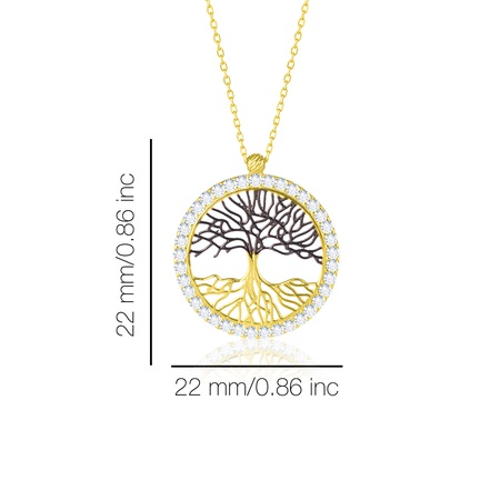 Even & Pétra 14 Ayar Altın Taşlı Hayat Ağacı Kolye (L)