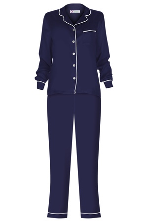 İPEK BAYAN BİYELİ PİJAMA TAKIM - LACİVERT