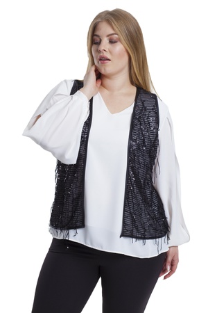 Жилет большого размера с блестками