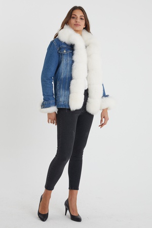 Denim Coat - Front, sleeve and collars fox fur