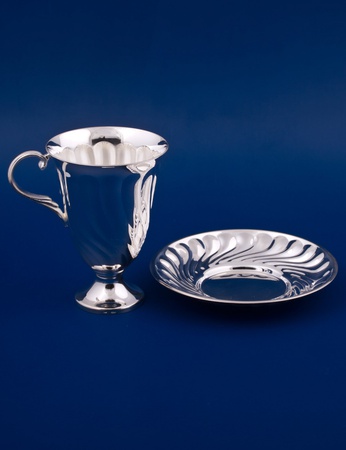 Серебряная чашка с блюдцем №19