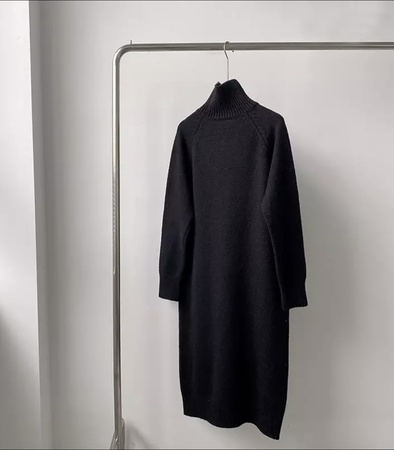 Женское вязанное платье свитер, женственный трикотажный костюм двойка