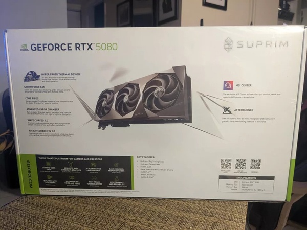 MSI NVIDIA GeForce RTX 5080 16G SUPRIM SOC graphics card