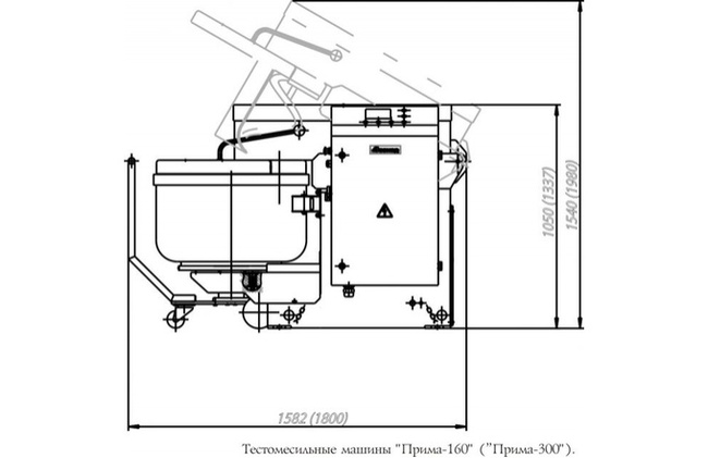 Тестомесильная машина с подкатной дежой "Прима-300