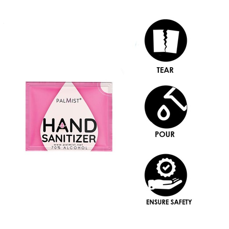PALMIST Alcohol Based Hand Sanitizer 400 Sachet (Pack of 5 x 200), Use and Throw Pouch, Best for Office and Public Place Use
