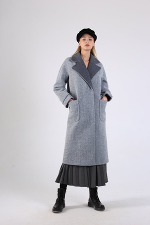 Women's coat of a loose cut, combined. # 48 combo