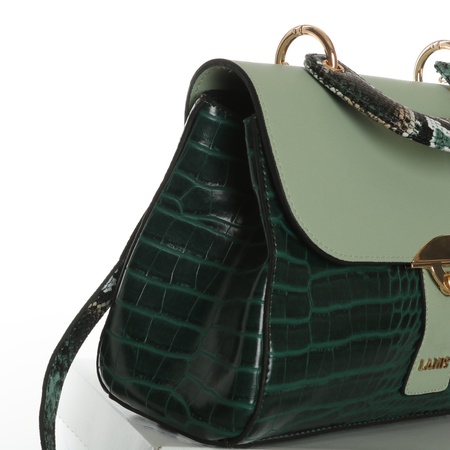 Lamis brand hand and shoulder handbag / imitation leather