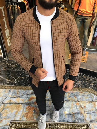 Jakarlı Kapitone Kumaş, Tam fermuarlı, Kolej Yaka Sweat / Pullover