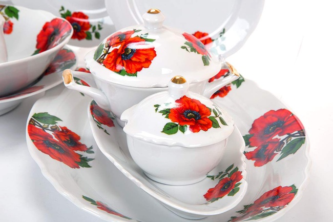 Сервиз столовый 35 предм. Гранёный Маковое поле