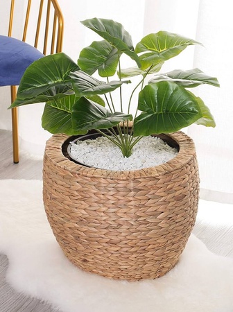 Sesgrass Tree Planter, Woven Water Hyacinth Planter, Planter Basket Decor