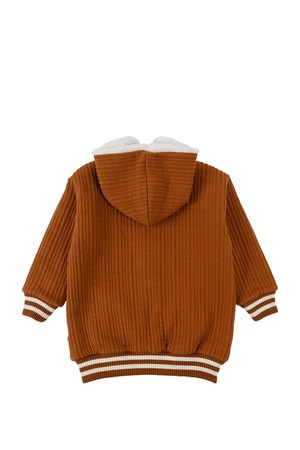 Kapitone kapüşonlu krep ceket