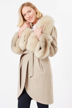 Double-Faced Cashmere Coat / Collar and Cuffs Fox Fur Coat - Relaxed Fit