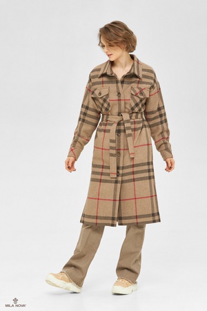 MILA NOVA ПАЛЬТО ПВ-248 КАПУЧИНО КЛЕТКА