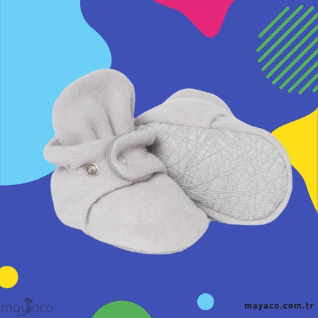 Mayaco Graya Baby Booties With Gripper Soles, Soft Sole Stay-on Baby Shoes