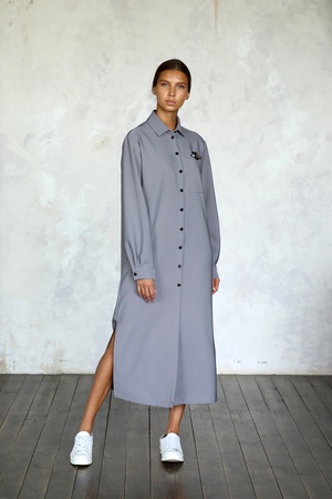 Платье-рубашка серого цвета
