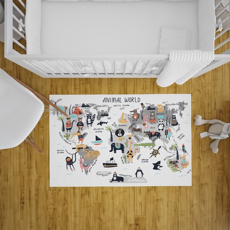 Dijital Baskılı Kaymaz Taban Yıkanabilir Tay Tüyü Kumaş Çocuk Odası Halısı-658250038399