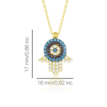 Even & Pétra 14 Ayar Altın Taşlı Fatmanın Eli Nazar Kolye