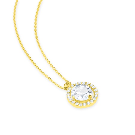 Even & Pétra 14 Ayar Altın Taşlı Geniş Kalıp Tektaş Kolye