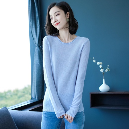 Herbst und Winter Wollpullover Damen Rundhals Pullover mit Kaschmir Strickoberteil Kurzes Unterhemd