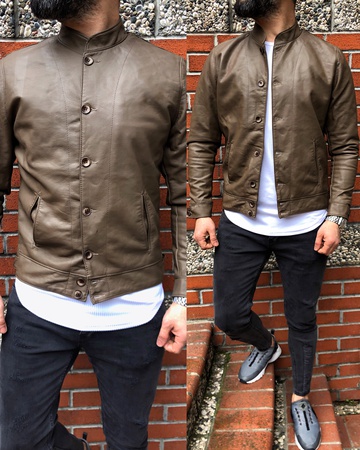 iga fashion erkek mevsimlik sunni deri mont (Düğmeli)