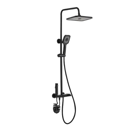 Black Modern Home Square Brass Shower Set