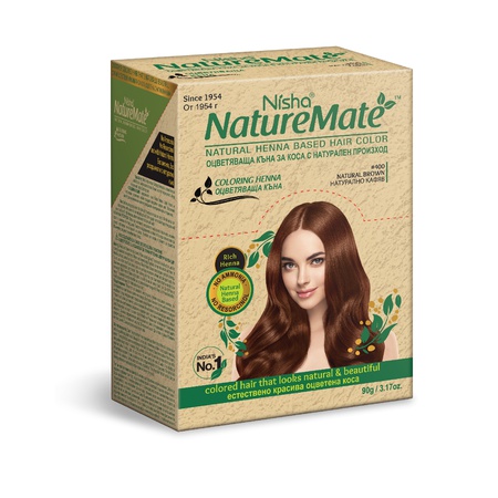 Nisha Naturemate Natural Henna Based Hair Color 90g - Brown | Ammonia-Free, PPD & Resorcinol Free | 100% Grey Coverage Hair Colour