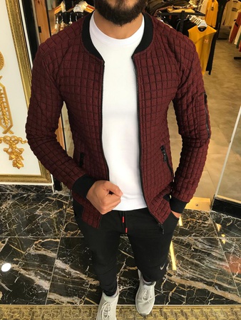 Jakarlı Kapitone Kumaş, Tam fermuarlı, Kolej Yaka Sweat / Pullover