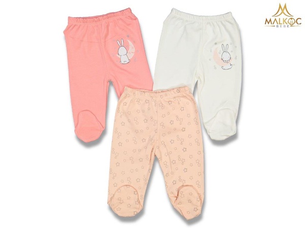 NECİXS T027-BABY GIRL 3/9 MONTHS CUTE BUNNY-PRINTED TROUSERS