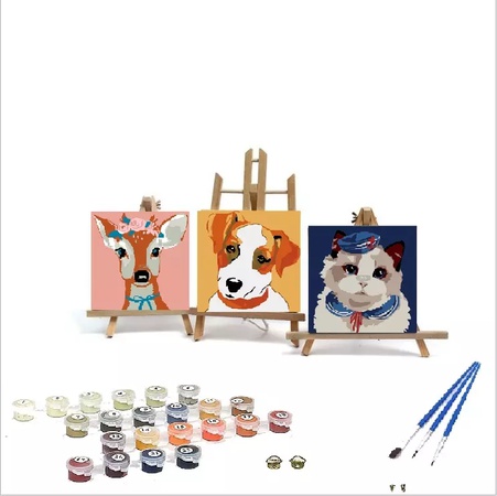 Özelleştirilmiş Toptan Çocuklar Sayılarla Boya DIY Dijital Yağlıboya 20x20 cm Amazon Popüler Karikatür Iç Çerçeve Boyama