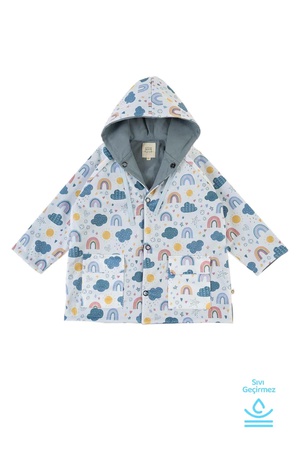 Organik pamuklu kapüşonlu çocuk yağmurluğu