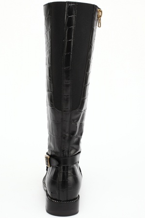 黑色鳄鱼皮靴S091