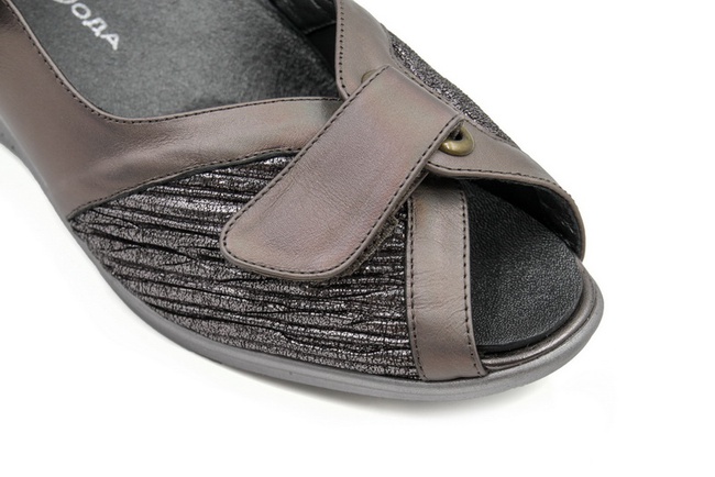 Серебряные Летние туфли из натуральной кожи Арт: 8313 серебро