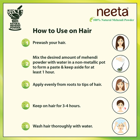 Neeta 100% Natural Henna Powder 1kg Rich Brown for Hair, Hands & Feet