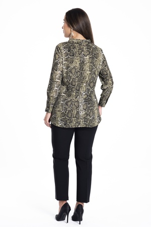 Плюс размер змеиная кожа с принтом галстук воротник