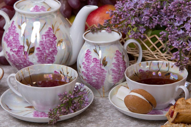 Чашка чайная с блюдцем 275мл БЛ Розовая сирень