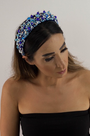 Бижутерия ручной работы сглаза из бусин Толстый хрустальный камень Синие оттенки Корона