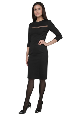 Платье футляр с узкой вставкой из сетки