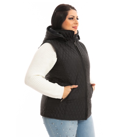 Büyük Beden Kapşonlu Kapitone Yelek