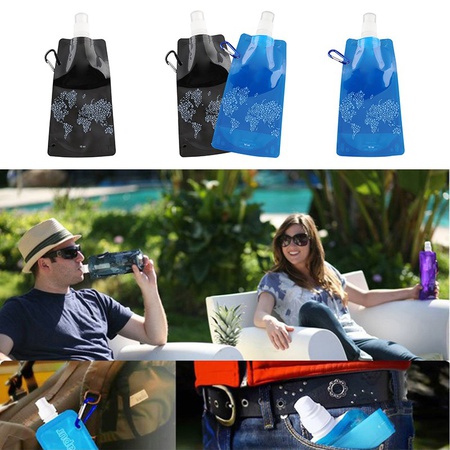 Karabina ile tekrar kullanılabilen katlanabilir şişe &quot;VAPUR&quot;