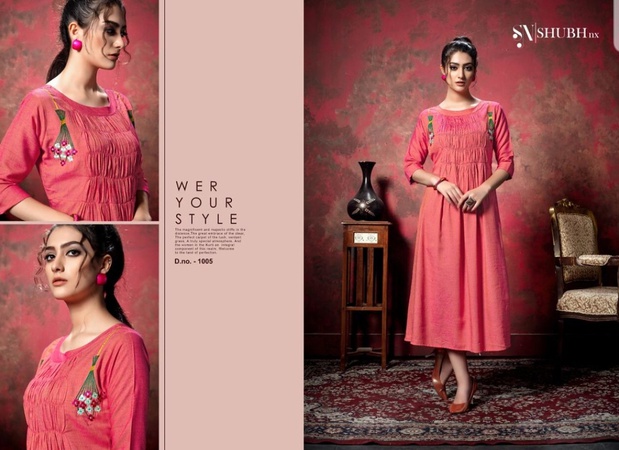 Ladies Kurtis - Cotton Silk with Machine Embroidery