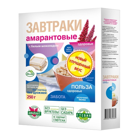Завтраки Di & Di амарантовые  с белым и с темным  шоколадом 250г