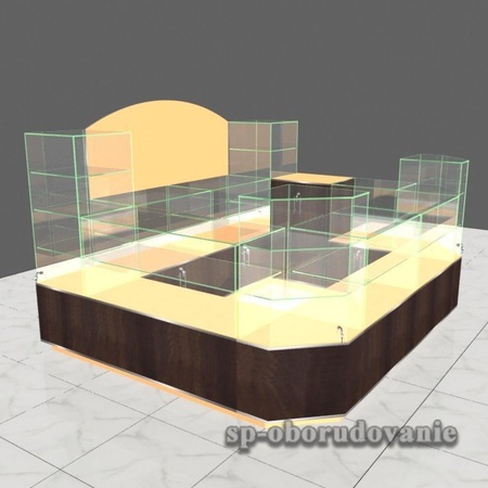 Inselpavillon aus Glas und Holzspanplatte 1550x2200x2700