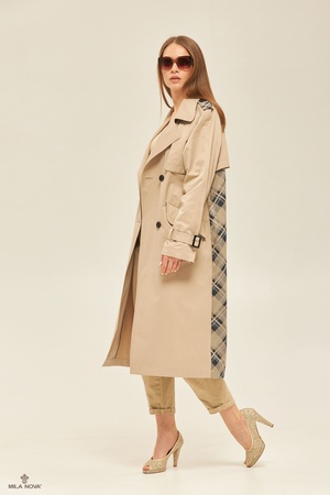 MILA NOVA ПЛАЩ Q-73 БЕЖЕВЫЙ + ЧЕРНЫЙ